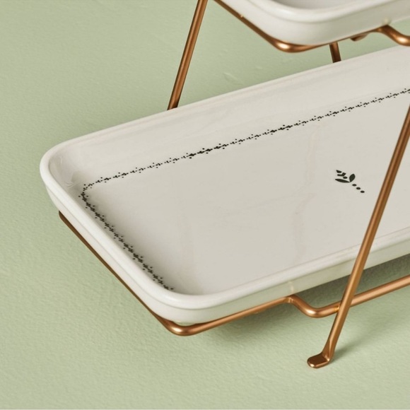 NEW- Tiered Nordic Trim Stoneware & Metal Serving Stand - Hearth & Hand™ - Picture 3 of 5